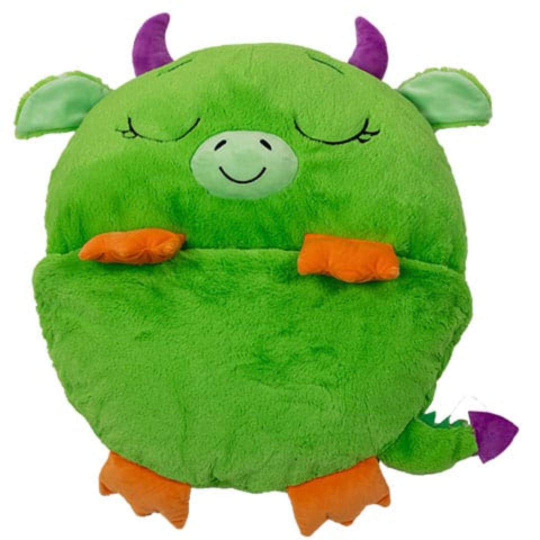 Saco de Dormir y Almohada 2 en 1 para niñ@s, Diseño Dragón Verde.