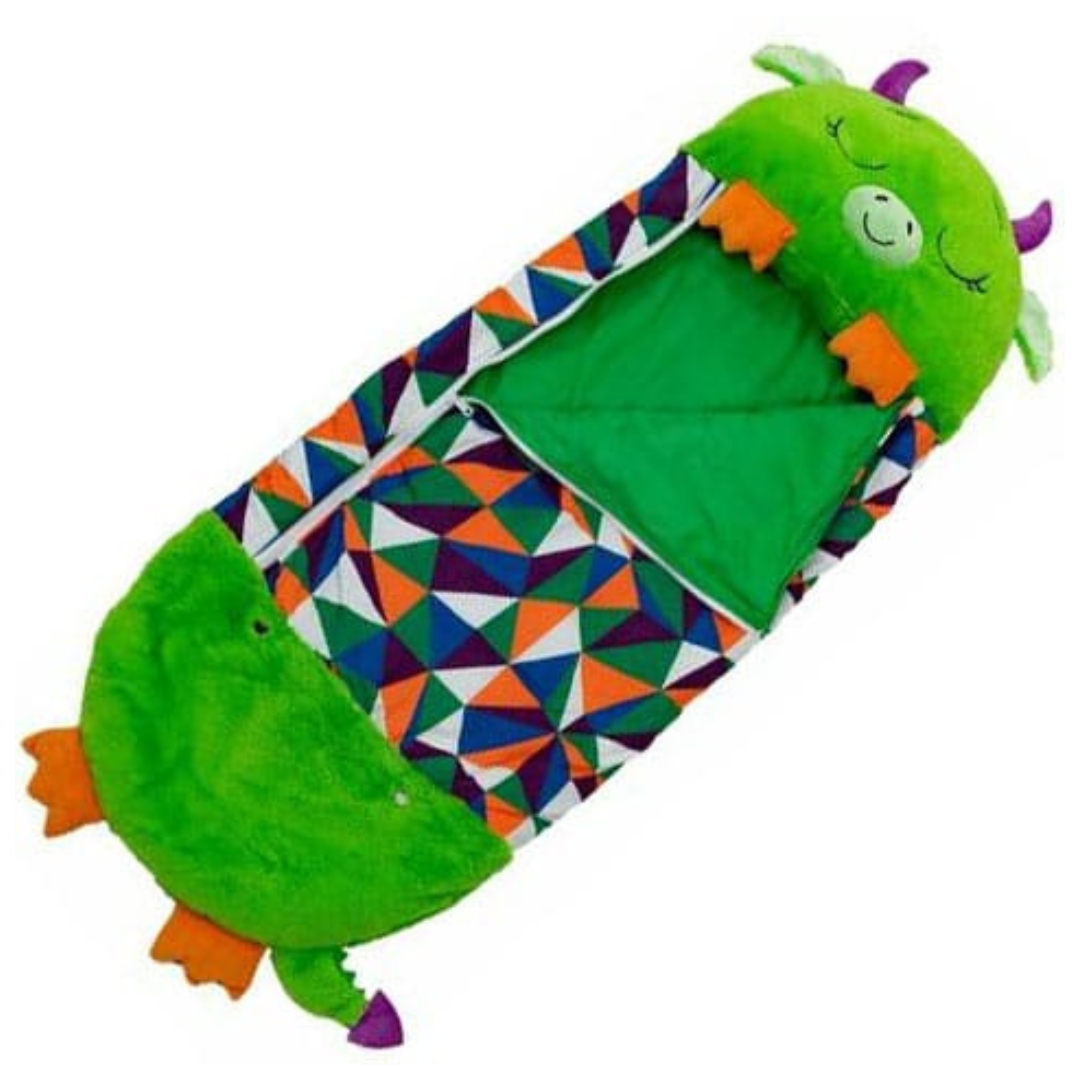 Saco de Dormir y Almohada 2 en 1 para niñ@s, Diseño Dragón Verde.